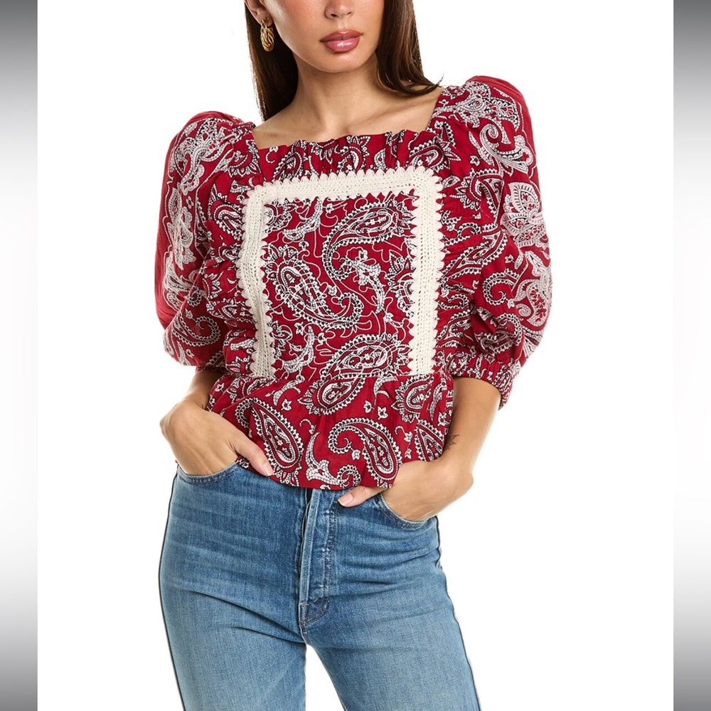 Sea New York Theodora Top Red Womens Size Large